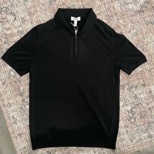 COS Men's Polo Shirt with Zip in Black
